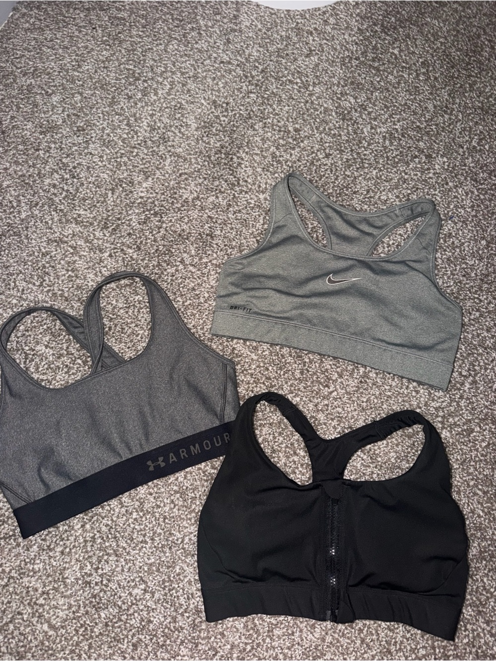 Nike Heather Gray Racerback Sports Bra with Dri-FIT Logo